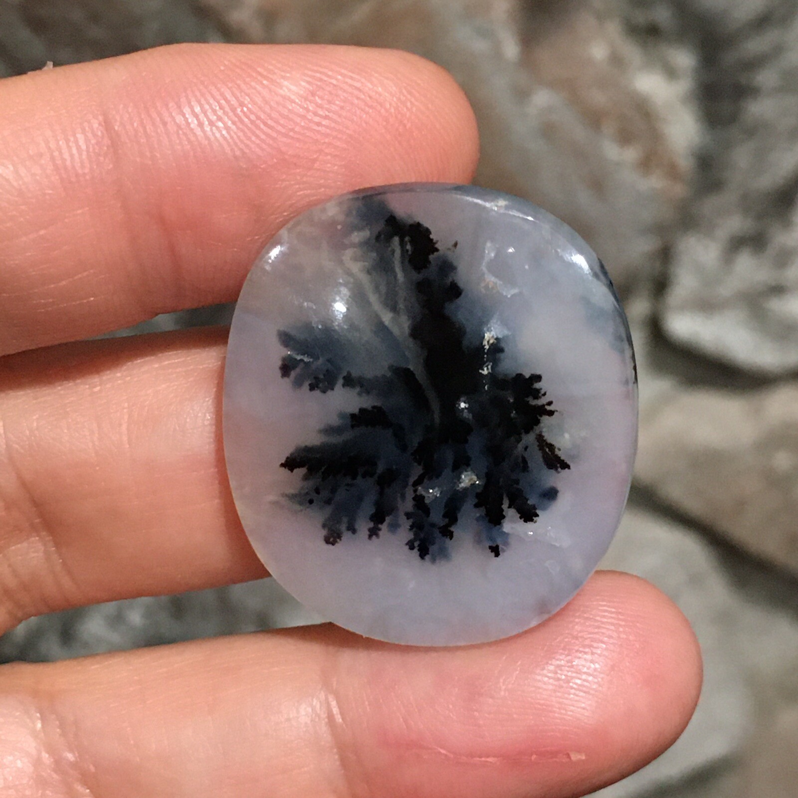 30.5x27x6mm Dendrite Agate Picture Cabochon Loose Stone