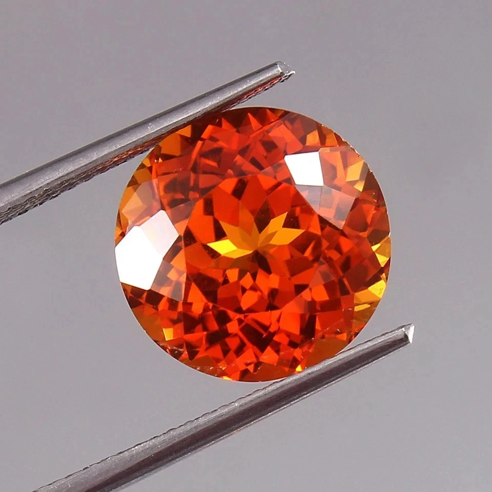 Natural Flawless Orange Sapphire 26 Ct Round Cut Certified Loose Gemstone