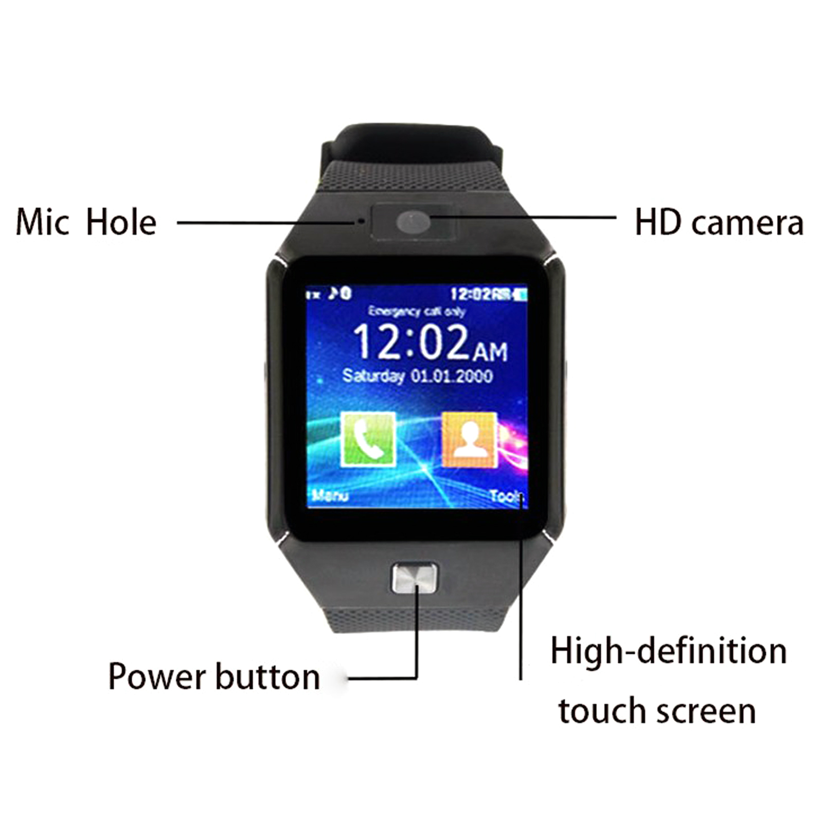 Touch Screen Bluetooth Smart Wrist Watch Phone SIM Card Slot Music Fitness Track