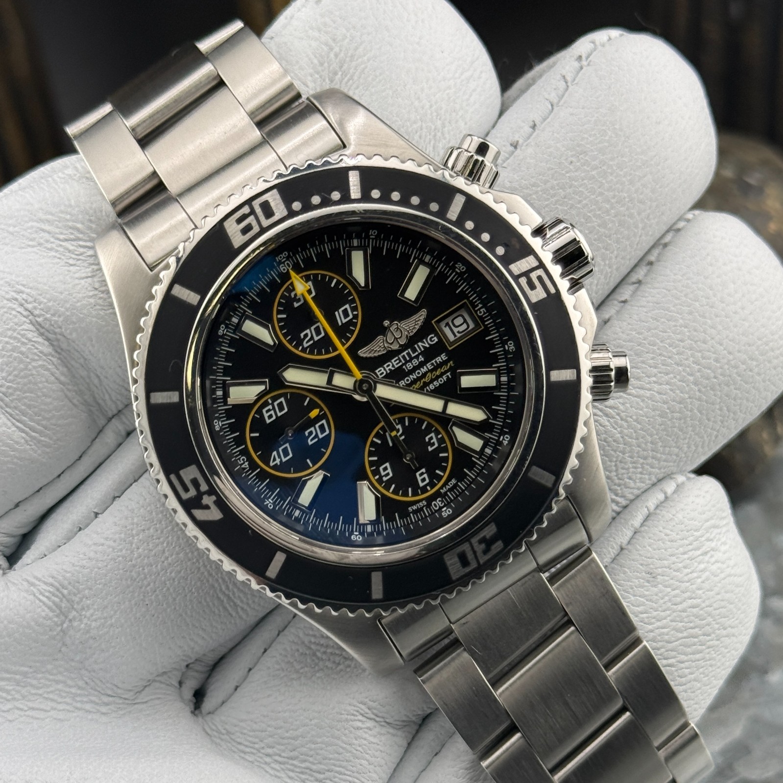 Breitling Superocean Chrono II A13341 44mm Black Dial Box & COSC Full Bracelet
