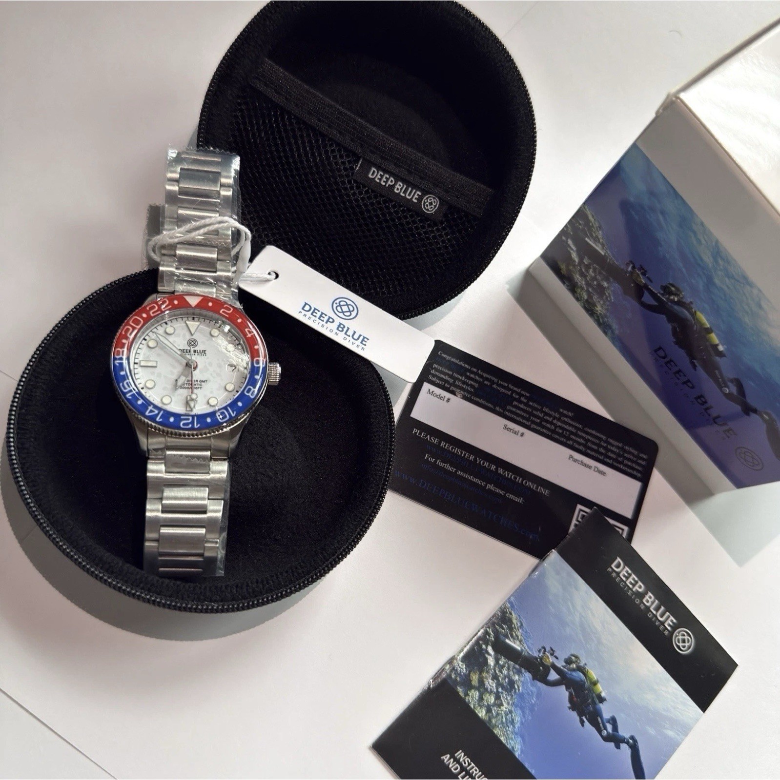 Deep Blue AQUA DIVER GMT AUTOMATIC 40mm RED/BLUE (FULL KIT!) 200m Dive Watch