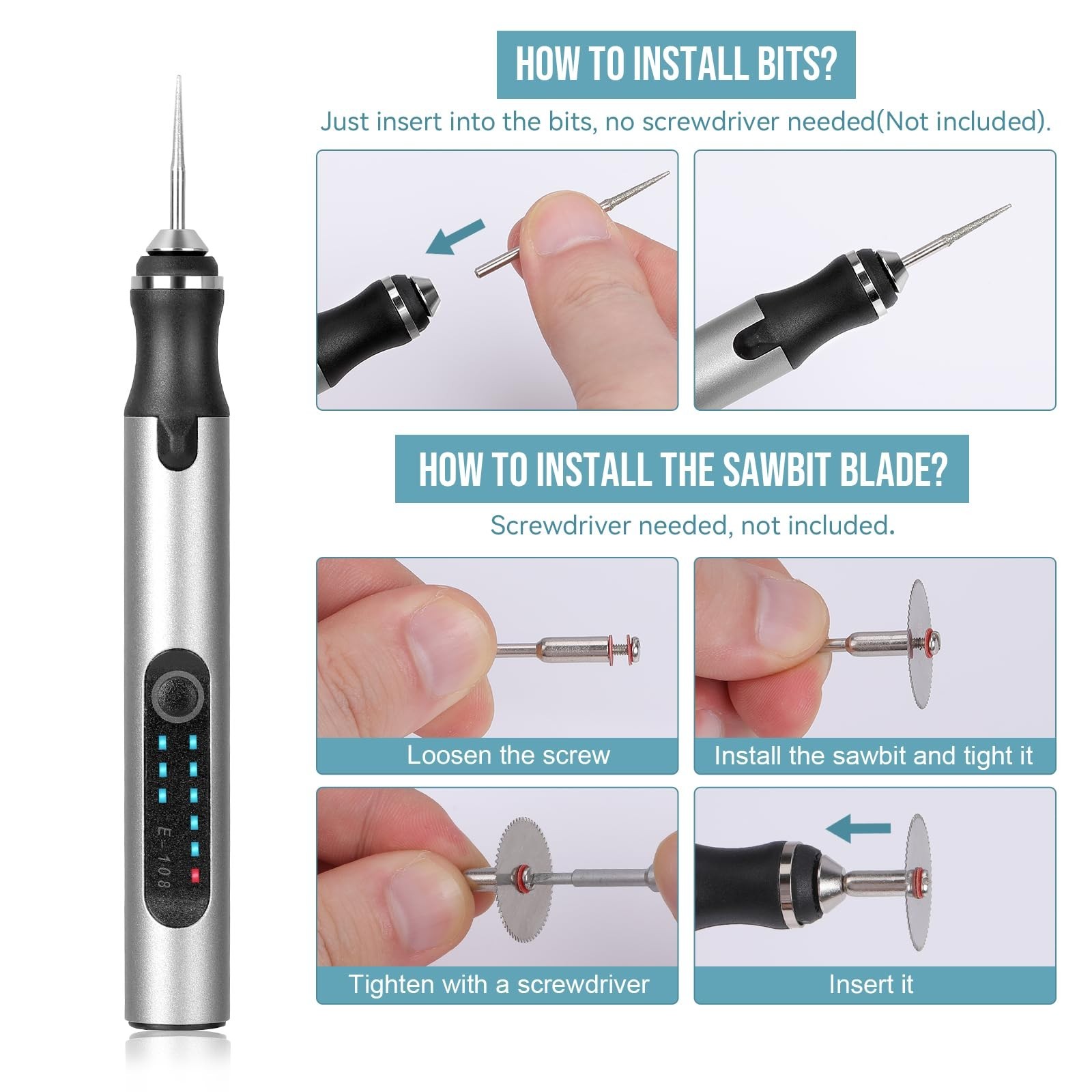 USB Rechargeable Electric Engraving Pen, 37 Bits Cordless Engraver for Jewelry