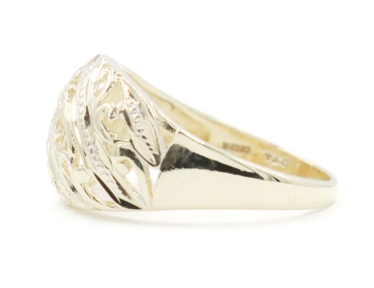 Women’s Estate 10KT Yellow Gold Filigree Cut Out 10.8mm Wide Dome Ring 2.30g