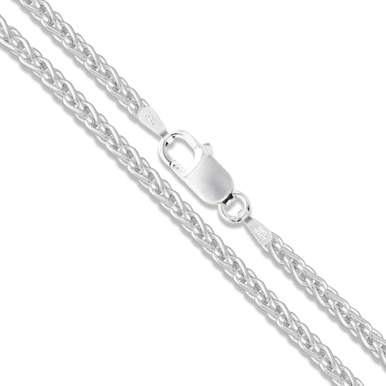 20″ Sterling Silver Spiga Necklace Wheat Rope Chain Pure 925 Italy New Wholesale