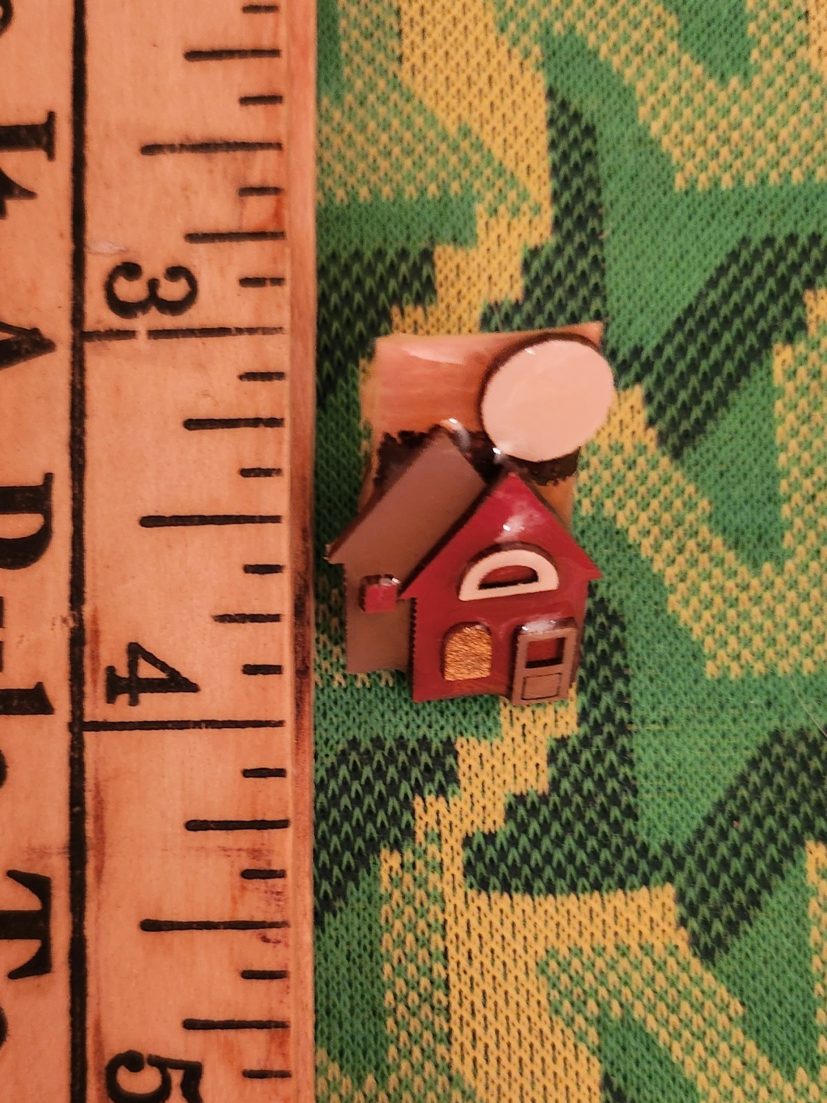 Vintage Lucinda mini Multicolor Houses & Moon tie tac Plastic Resin so cute!