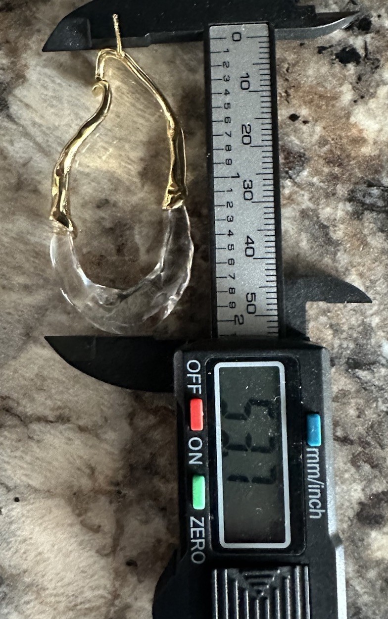 Anthropologie Hoop Earrings Crystal Lucite Metal Gold Boho Clear Irregular