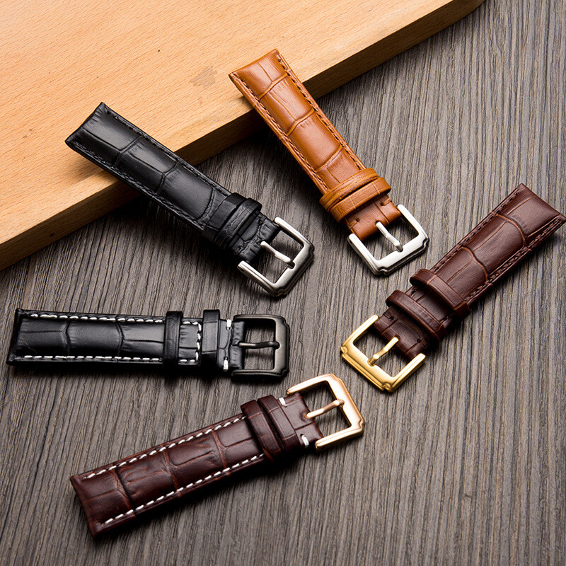 Head layer leather strap with calf leather needle buckle watch strap 12-24mm
