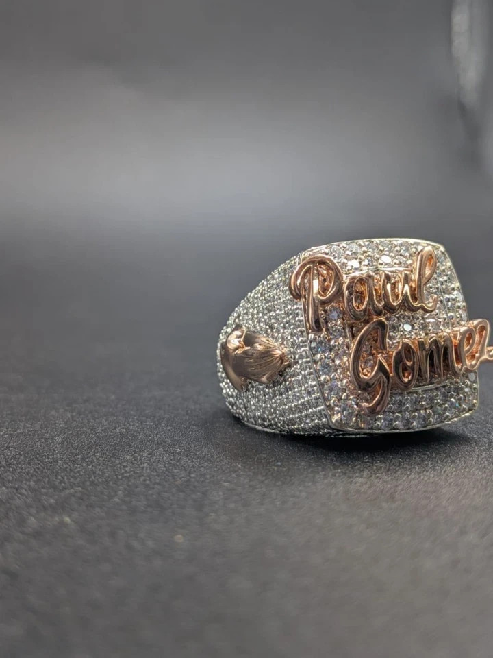 Custom Name Ring Lab Created Diamond Iced Hip Hop Style 14k Two Tone Gold Plated
