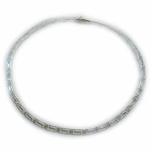 Sterling Silver Polished Greek Key Link Necklace