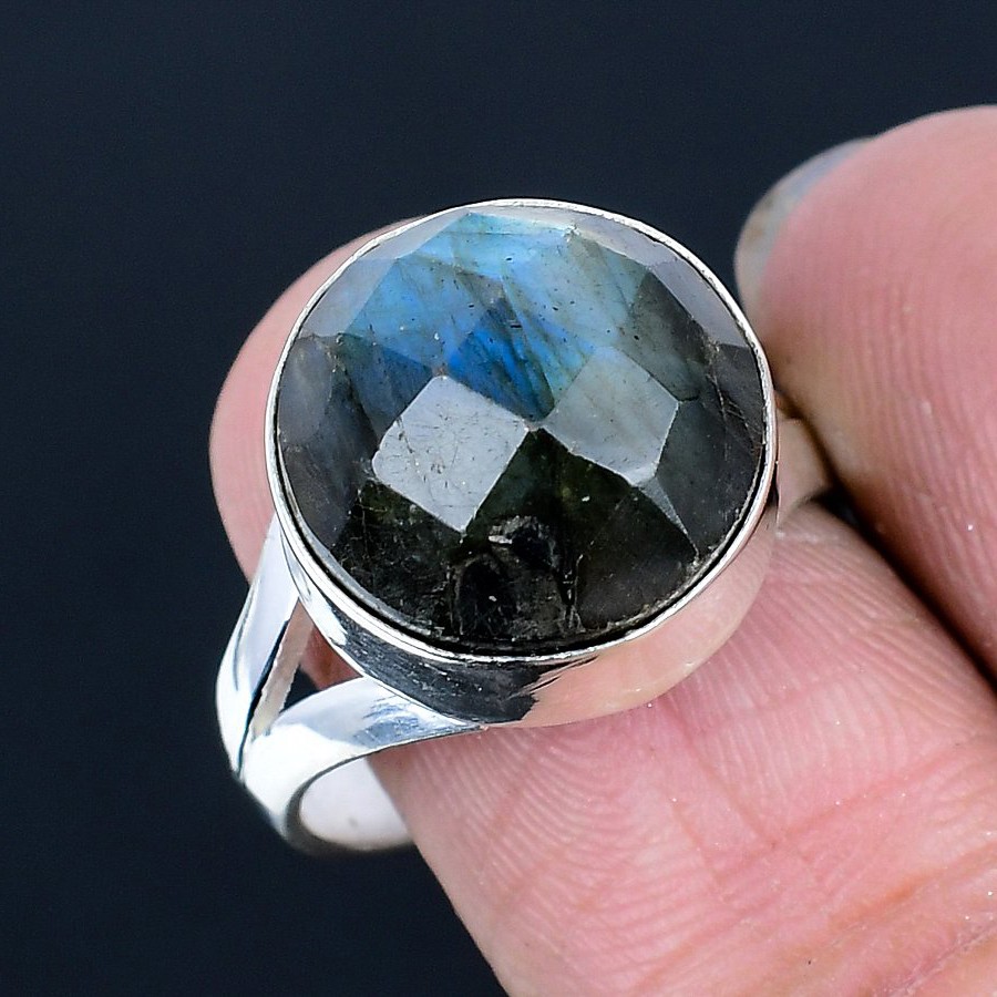 Labradorite Handmade 925 Sterling Silver Jewelry Ring US Size 9