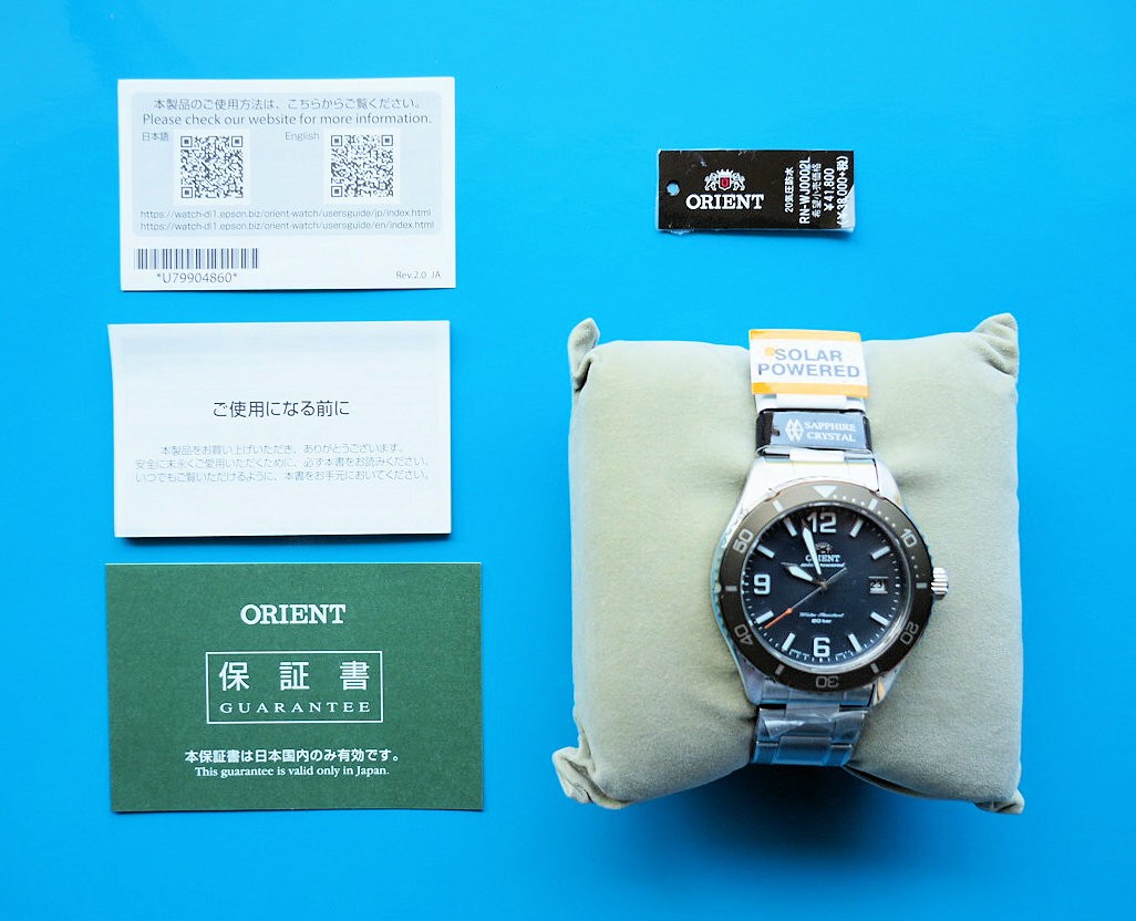 Brand new Orient wristwatch Mako solar powered manufacturer RN WJ0002L men’s bab
