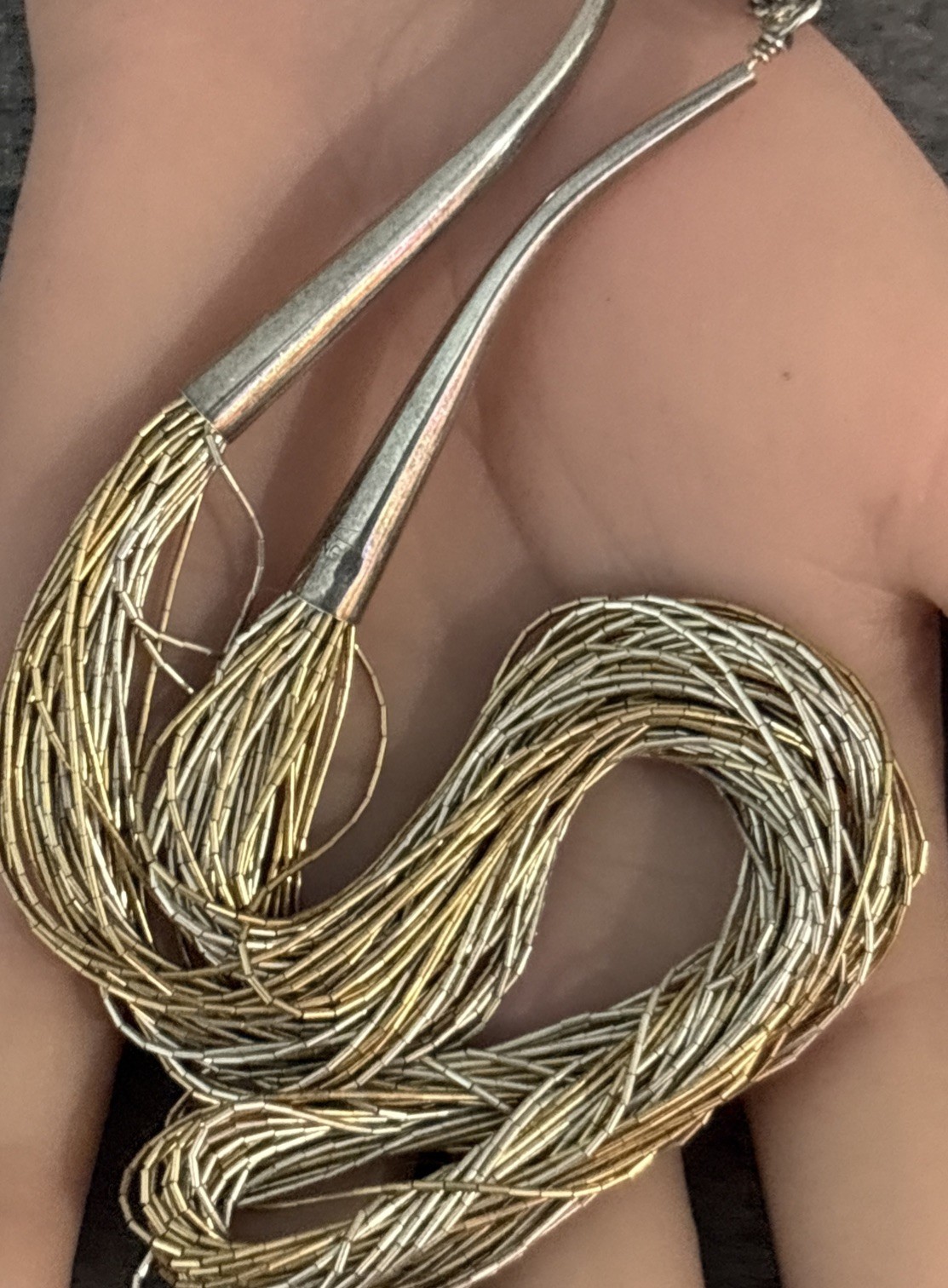 vintage Liquid Silver Necklace 925 Multi Strand Artisan Signed 23g 18”