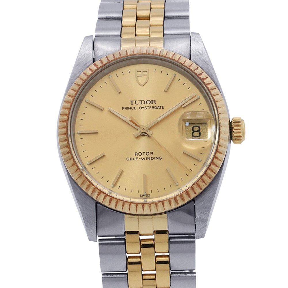 TUDOR Prince Oyster Date 34mm Stainless Steel/K18YG/Gold Plated Gold Dial 74033