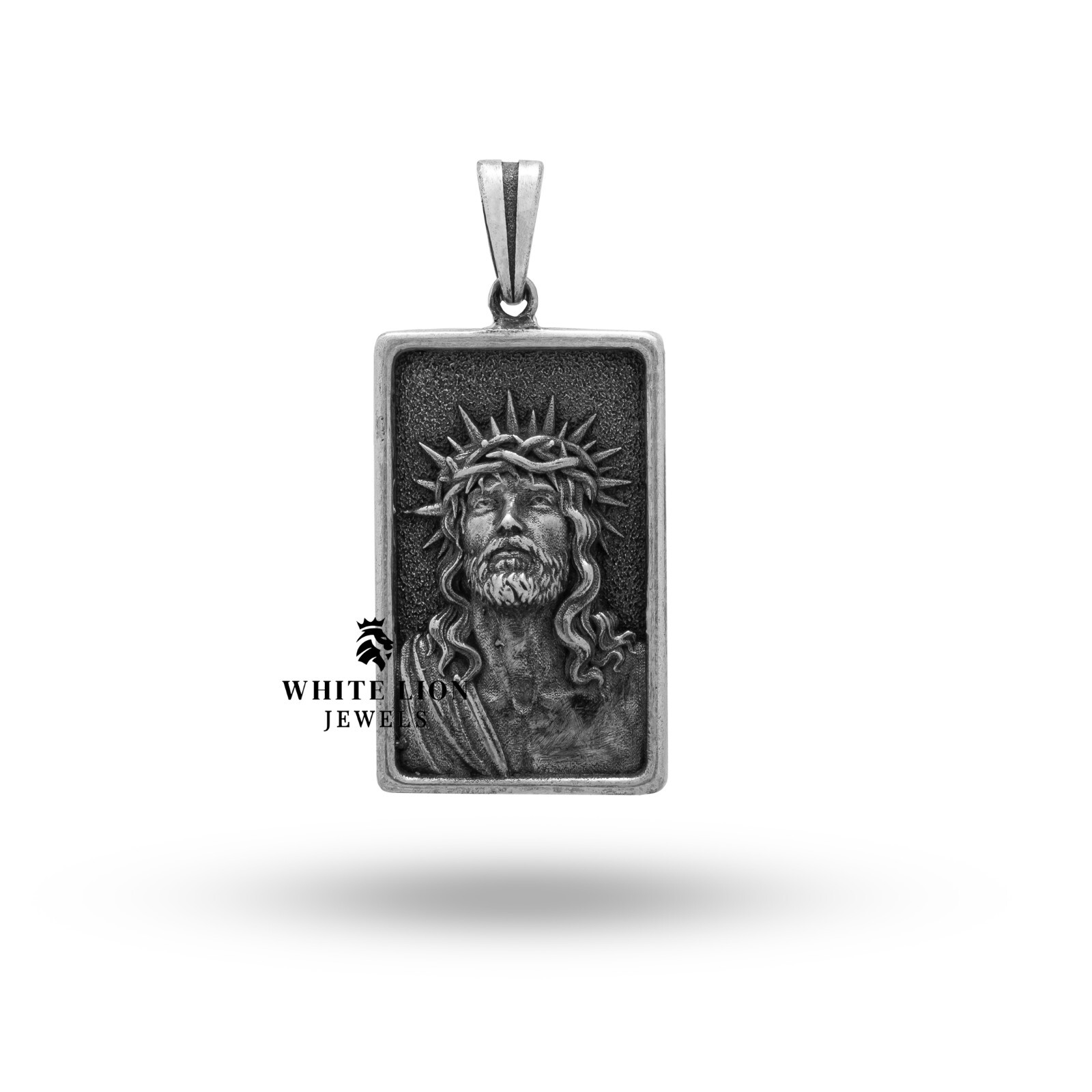 Savior Jesus Crown of Thorns Christian God Christ Men Pendant 925 Silver Gift