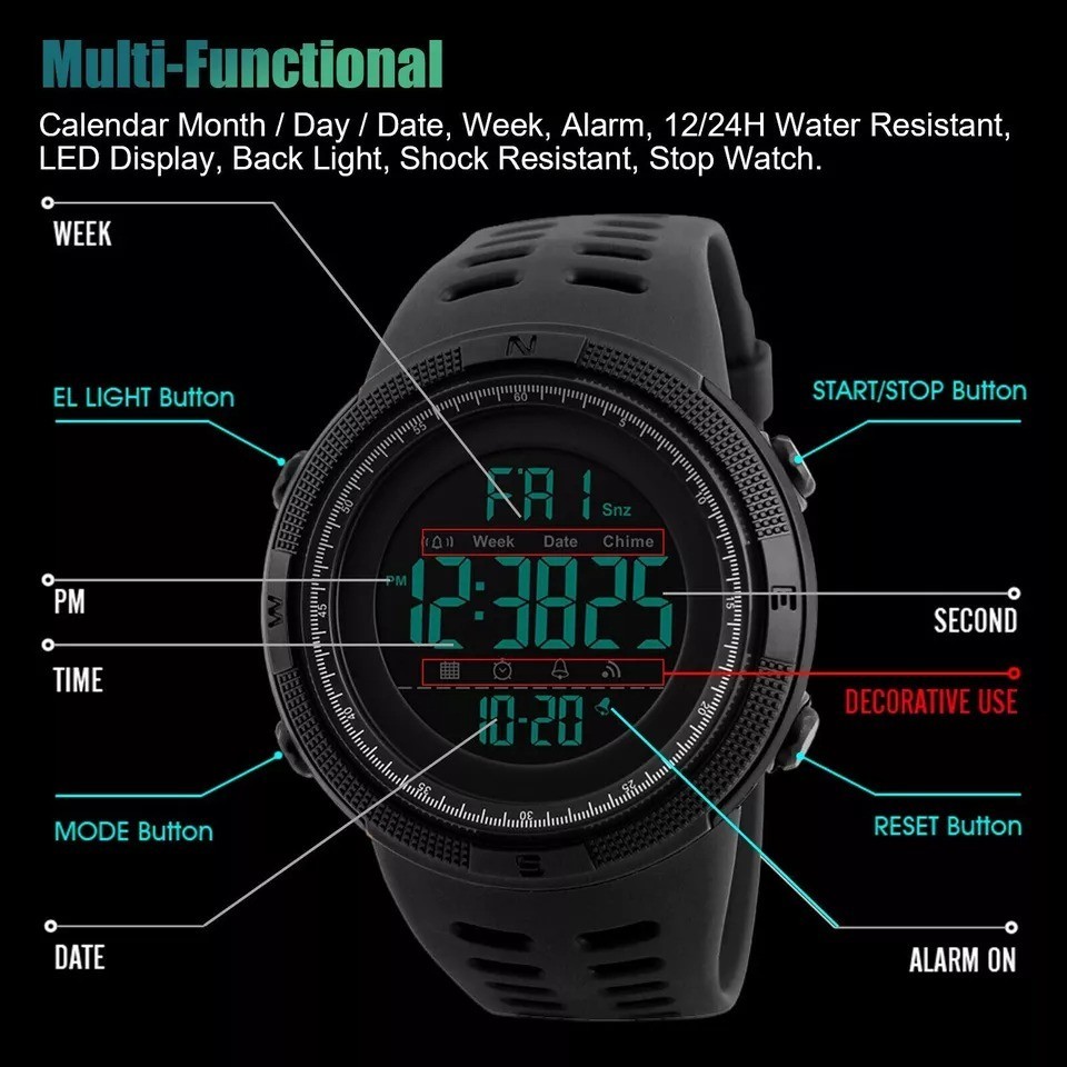 SKMEI Men’s Digital Army Military Sport Quartz Analog Chrono Waterproof Watch