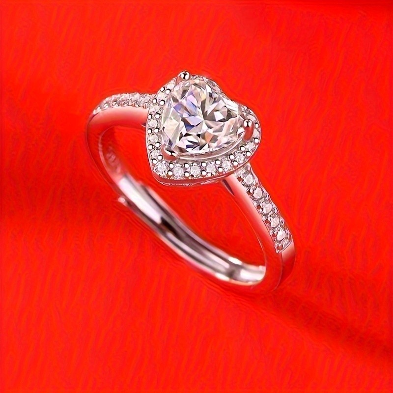 Heart Moissanite Engagement Ring S925 Silver 2ct Size 5 7 8 9 10 11 12