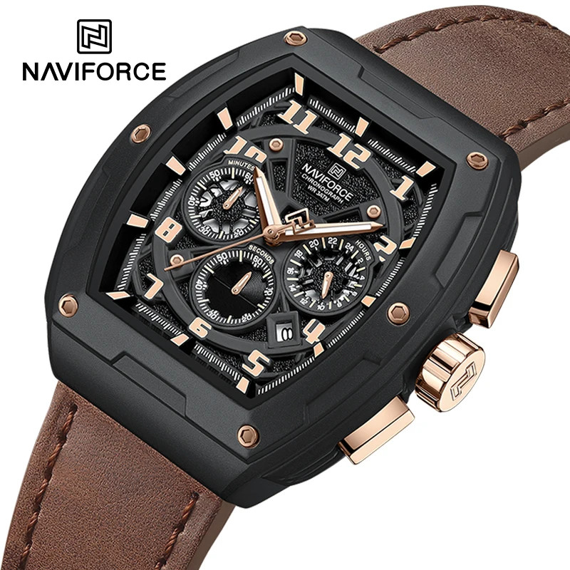 NAVIFORCE Business Quartz Wristwatch for Man Water Resistant Chronograph Popular