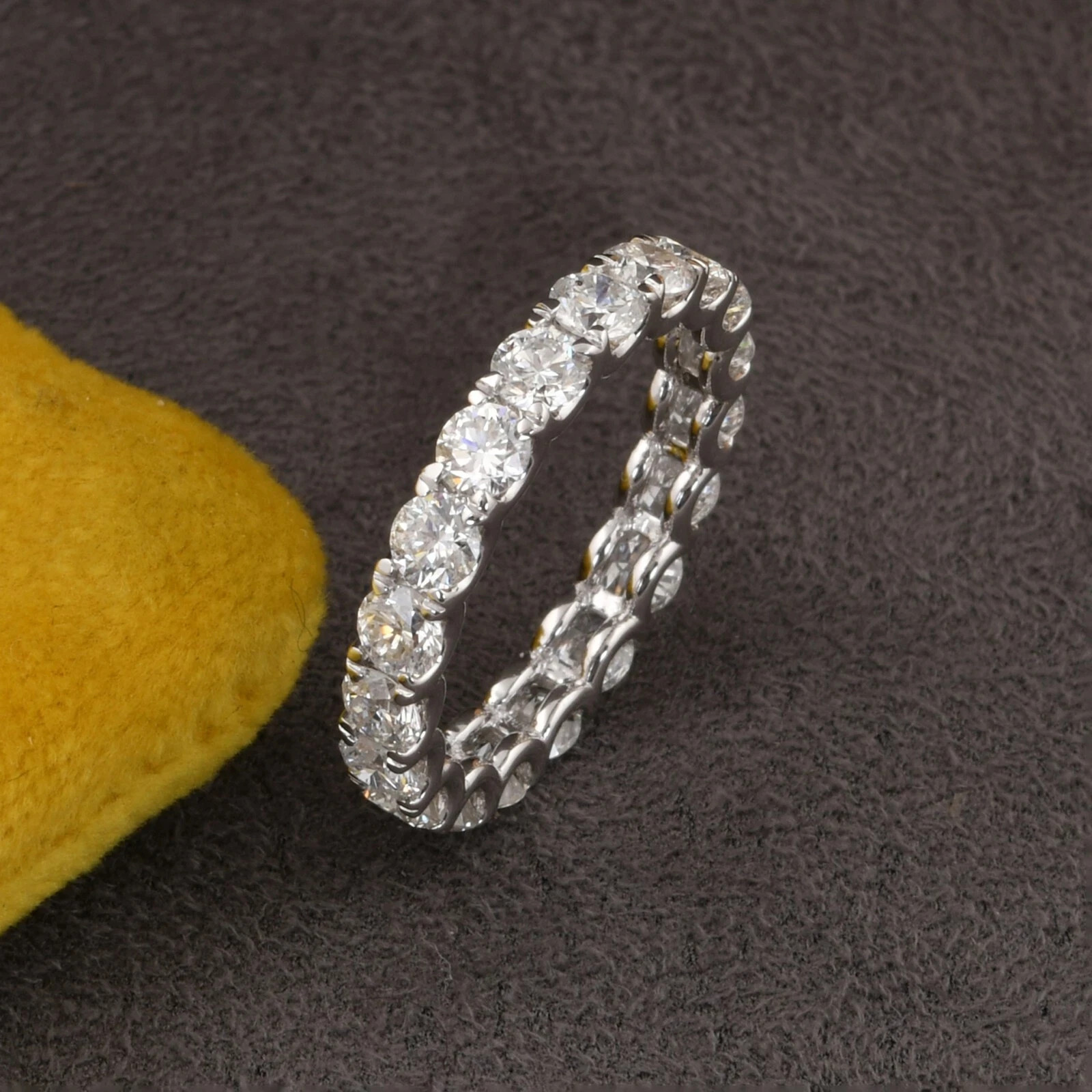 2.43 Ct Round Natural Diamond Bridal Eternity Wedding Band 950 Platinum 6 7 8 9