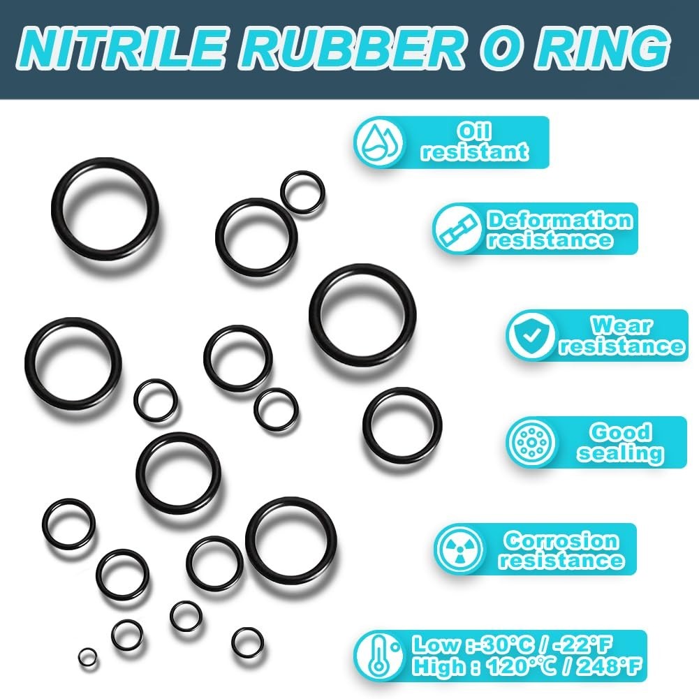 Versatile 1070-Pc Nitrile Rubber O-Ring Kit – Ideal for Home and Automotive Use