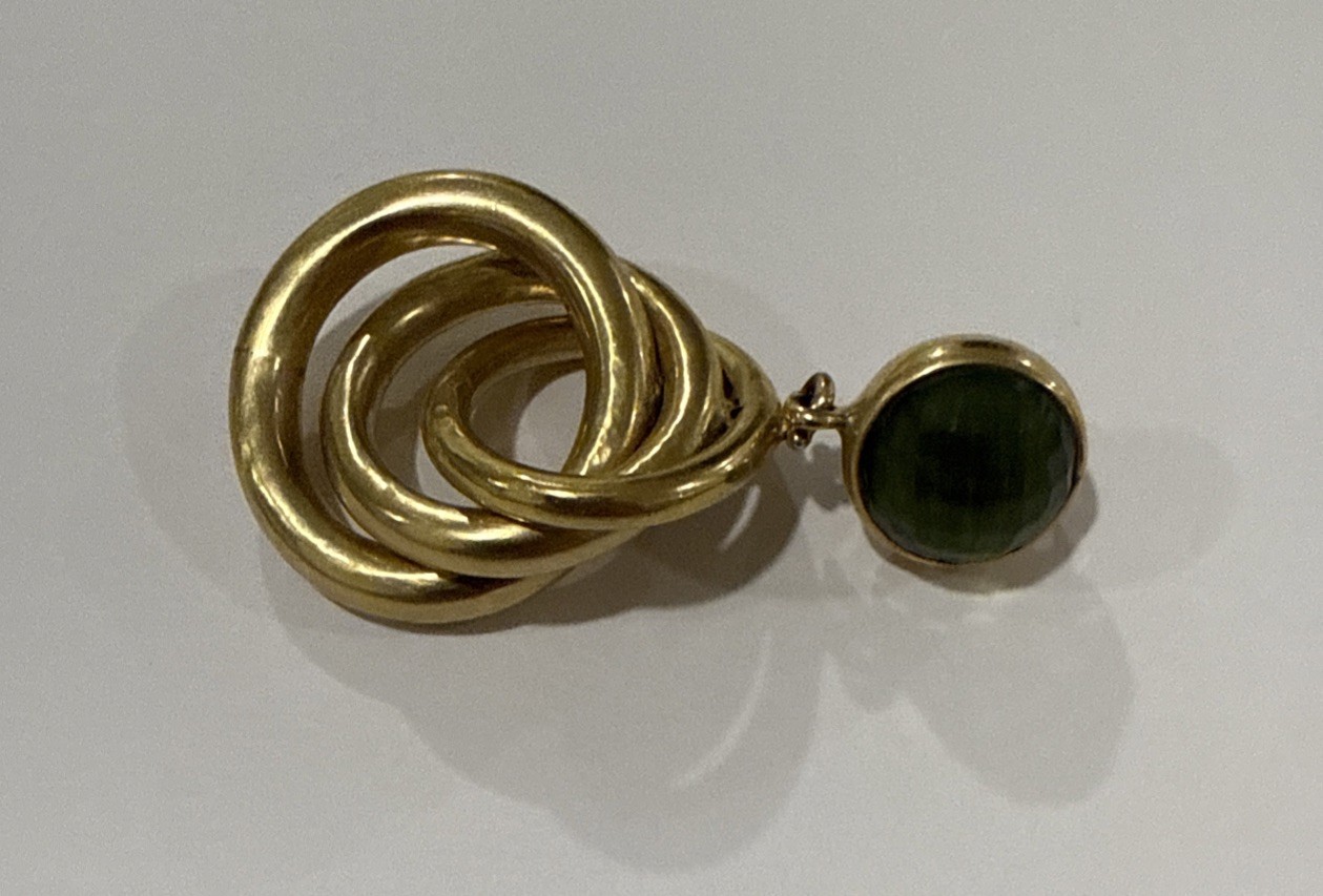 Vintage Signed Steve Vaubel Gold Plated Earrings W/Emerald – Estate Jewelry