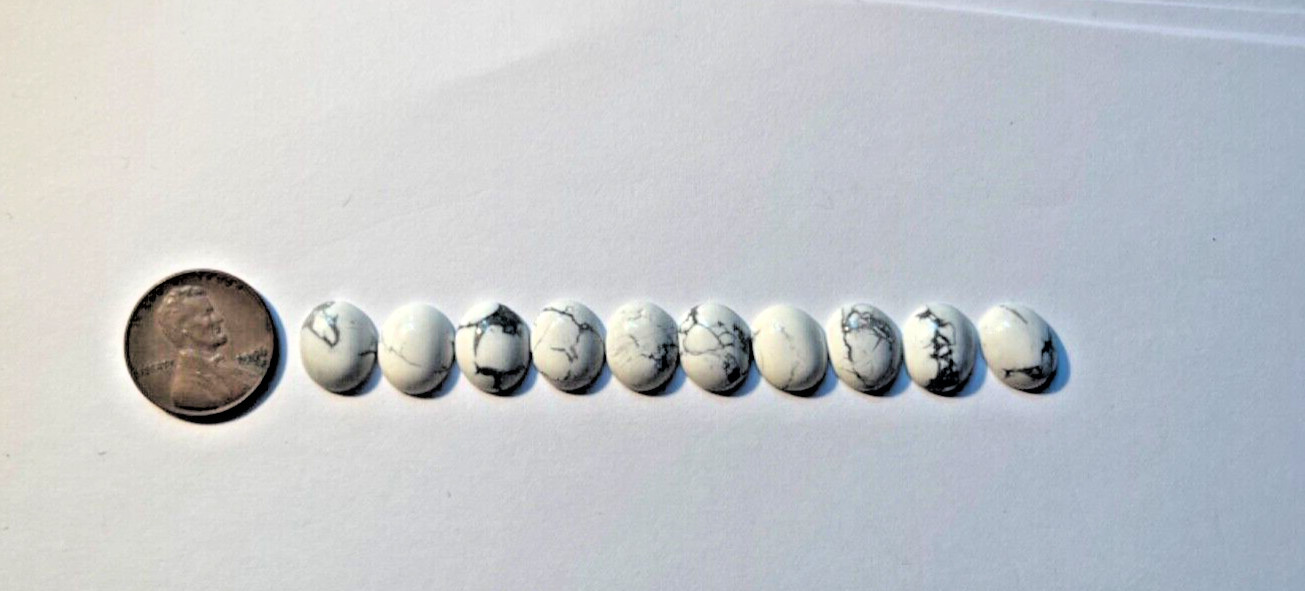 LOT OF 10 PIECES GENUINE NATURAL 12X10 MM OVAL CAB WHITE HOWLITE BELOW WHOLESALE
