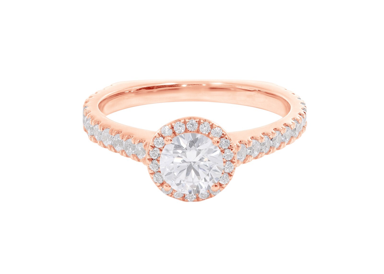1.25 Carat Round Cut Moissanite Halo Engagement Ring in 925 Silver for Women
