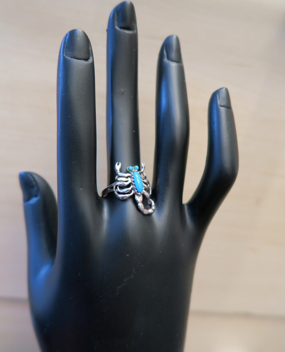 925 GENUINE SILVER 🦂 Turquoise Ring Scorpion, Size 56 (18)