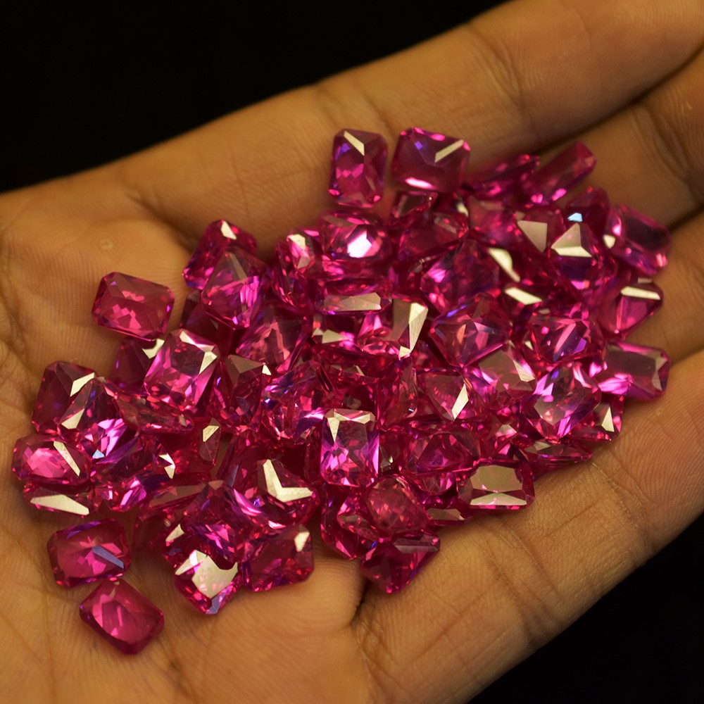 CERTIFIED Pink Sapphire 12.00 Ct 7×5 mm Lot Perfect Emerald Cut Natural Gemstone
