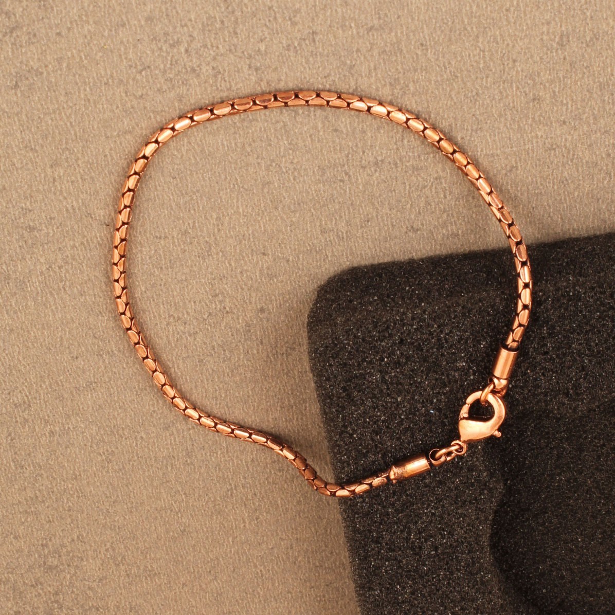 Oxidized Copper Wheat Chain Anklet for Women, Handmade Pure Copper Anklet