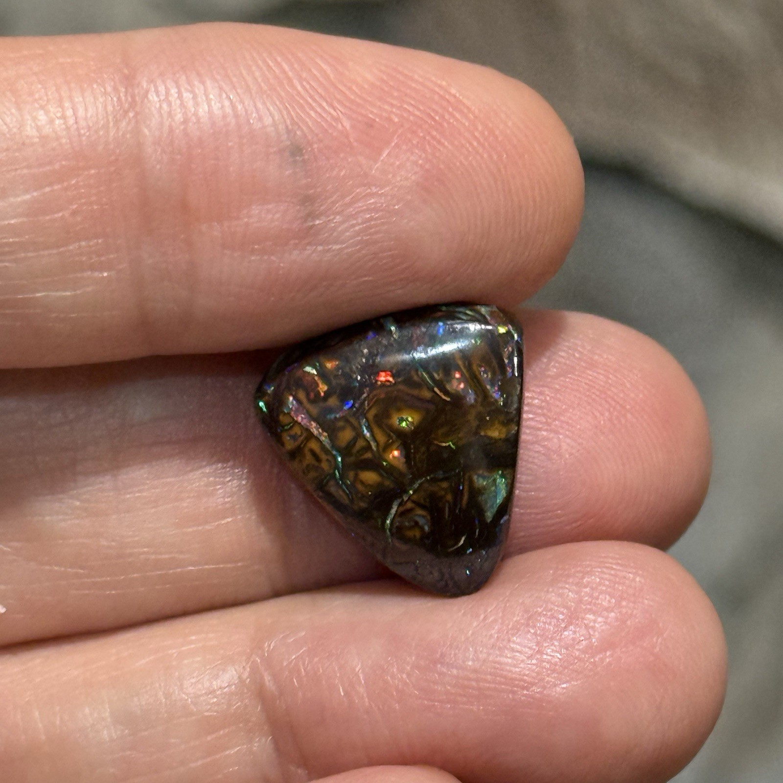 10.2ct 15.6×14.5×5.2mm Colorful Australian Koroit Boulder Opal Cabochon Gem