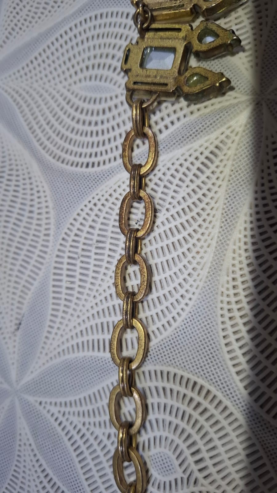 J. Crew Necklace, Faux Crystal and White Acrylic, Gold Tone Chain