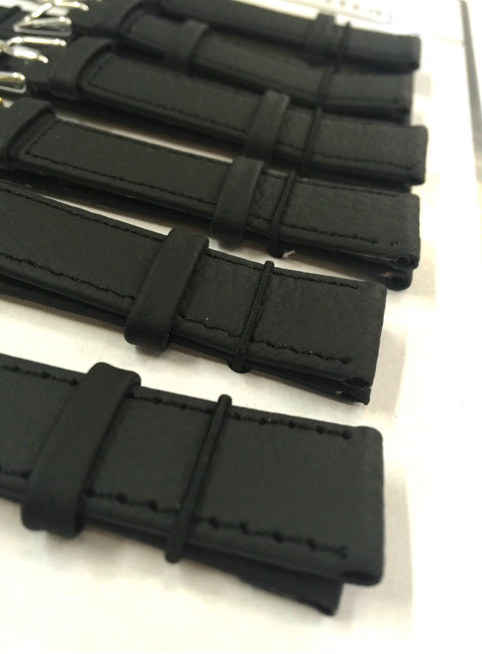 Brand New 6 X Wholesale Job Lot Genuine Black Leather Watch Straps 6mm To 24mm