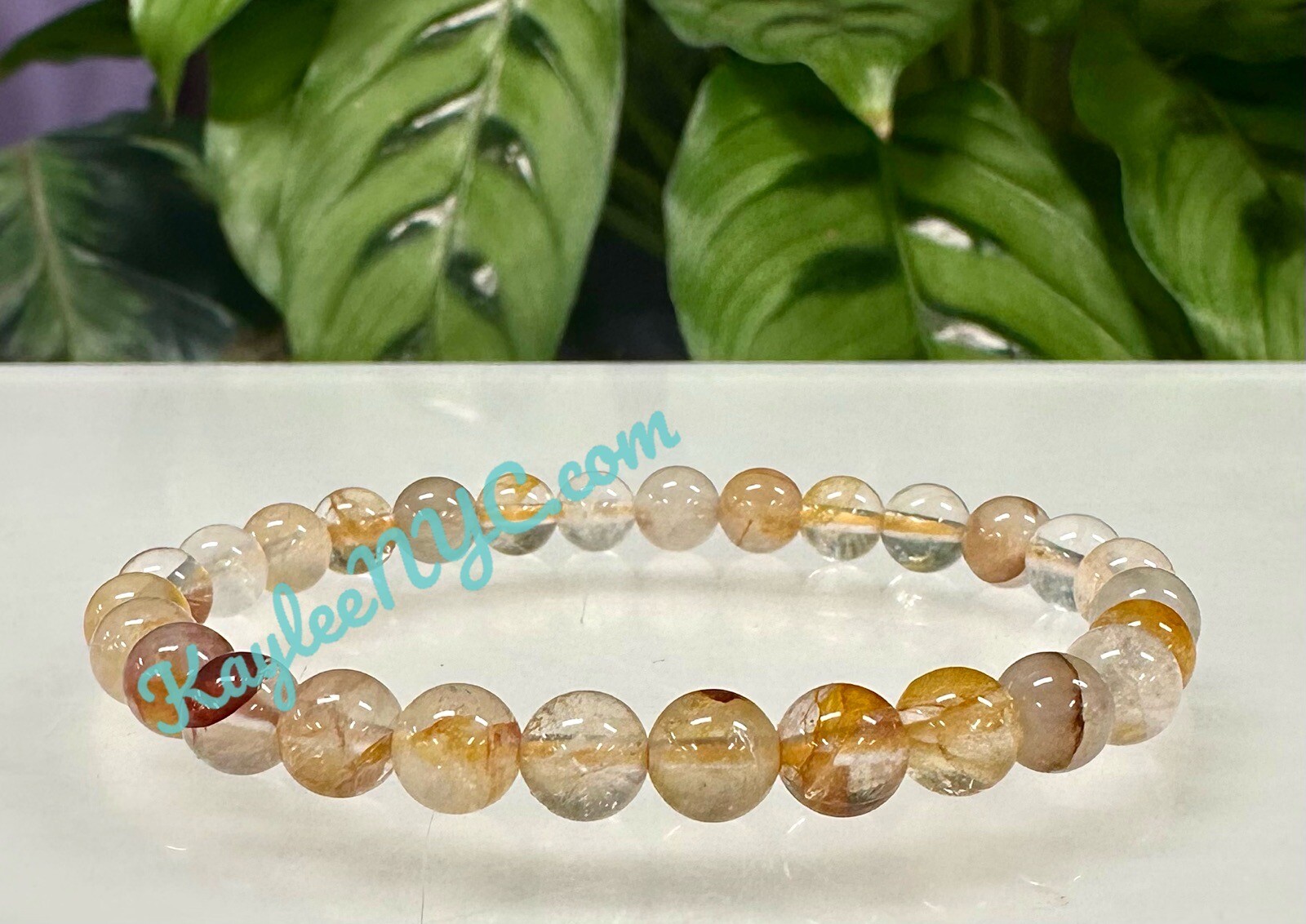 Wholesale 6 Pcs Natural Golden Healer 6mm 7.5” Crystal Healing Stretch Bracelet