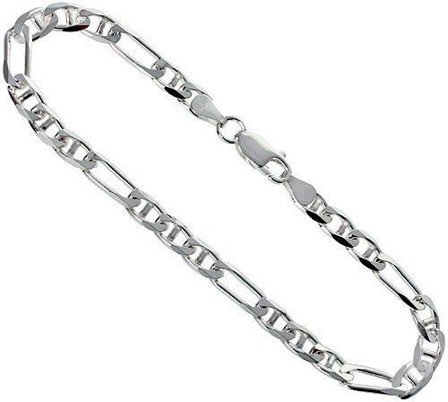 .925 Sterling Silver Figarucci Chain Necklace 5.5mm 16″, 18″, 20″, 22″, 24″, 30″