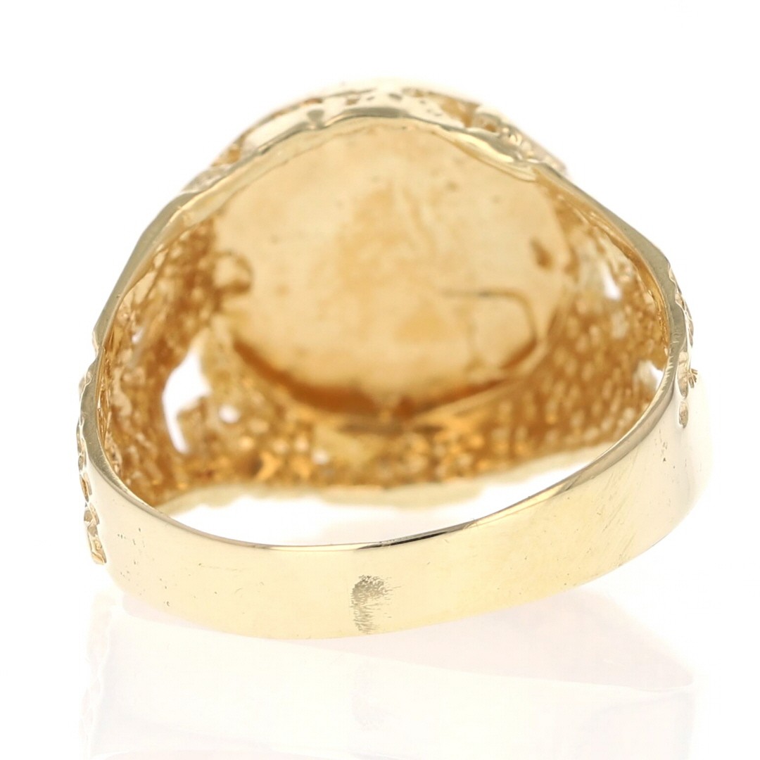 14.7mm Gemini Zodiac Medallion Nugget Signet Ring 14k Yellow Gold 5.47g Size 9