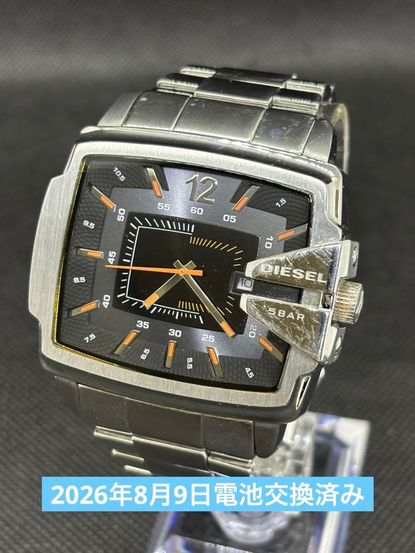 DIESEL DZ-1497 Men’s Quartz Watch Black Dial Square Case 5BAR