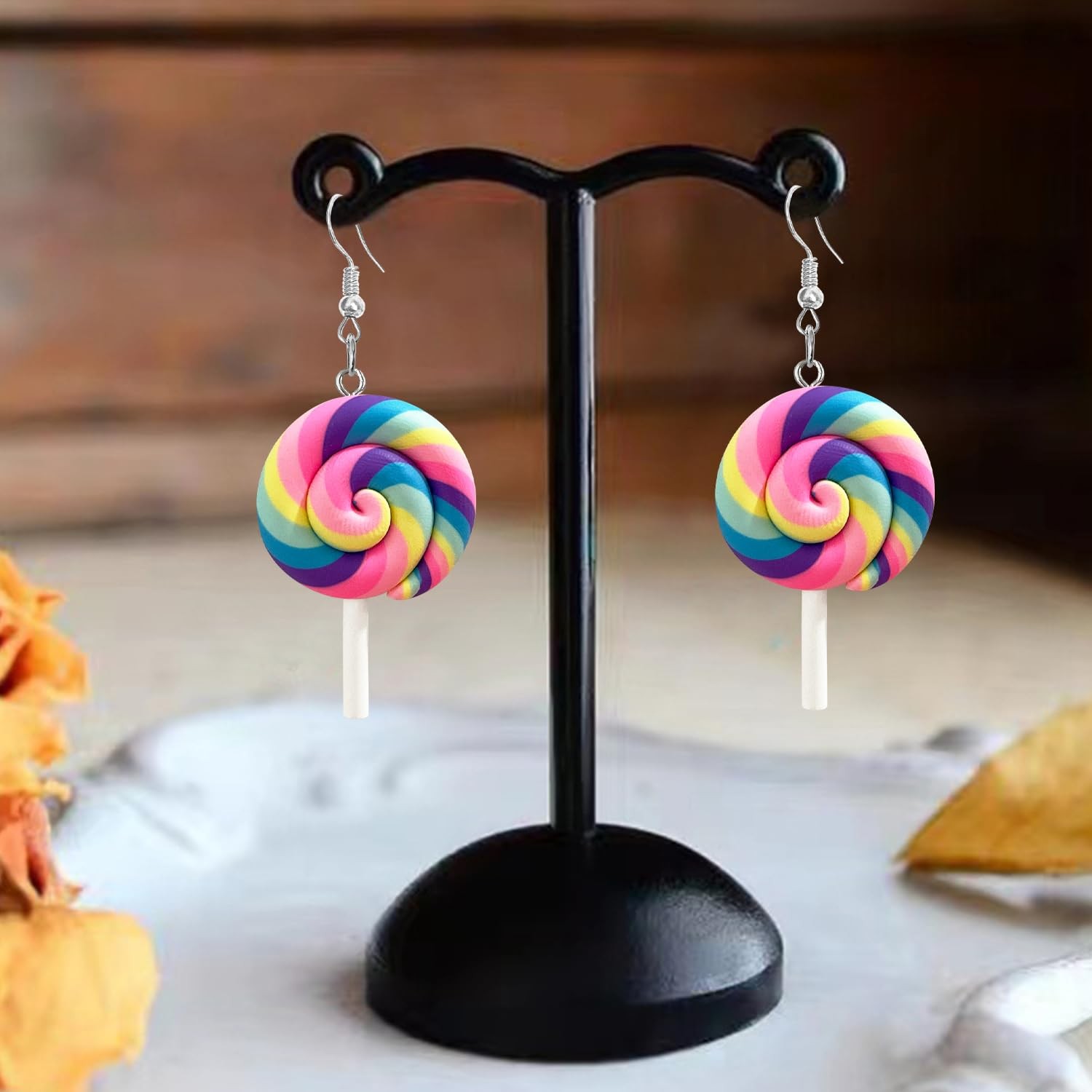 Sweet Cute Funny Simulation Lollipop Resin Dangle Drop Earrings Creative Co – 03