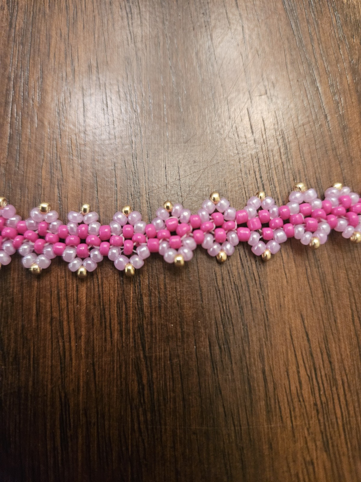 Pink Handmade Seed Bead Bracelet