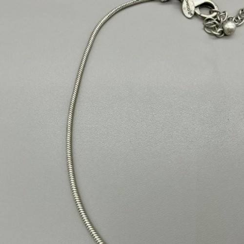 Chico’s Necklace Womens Silver Paisley Black White Enamel Snake Chain 18-21 Inch