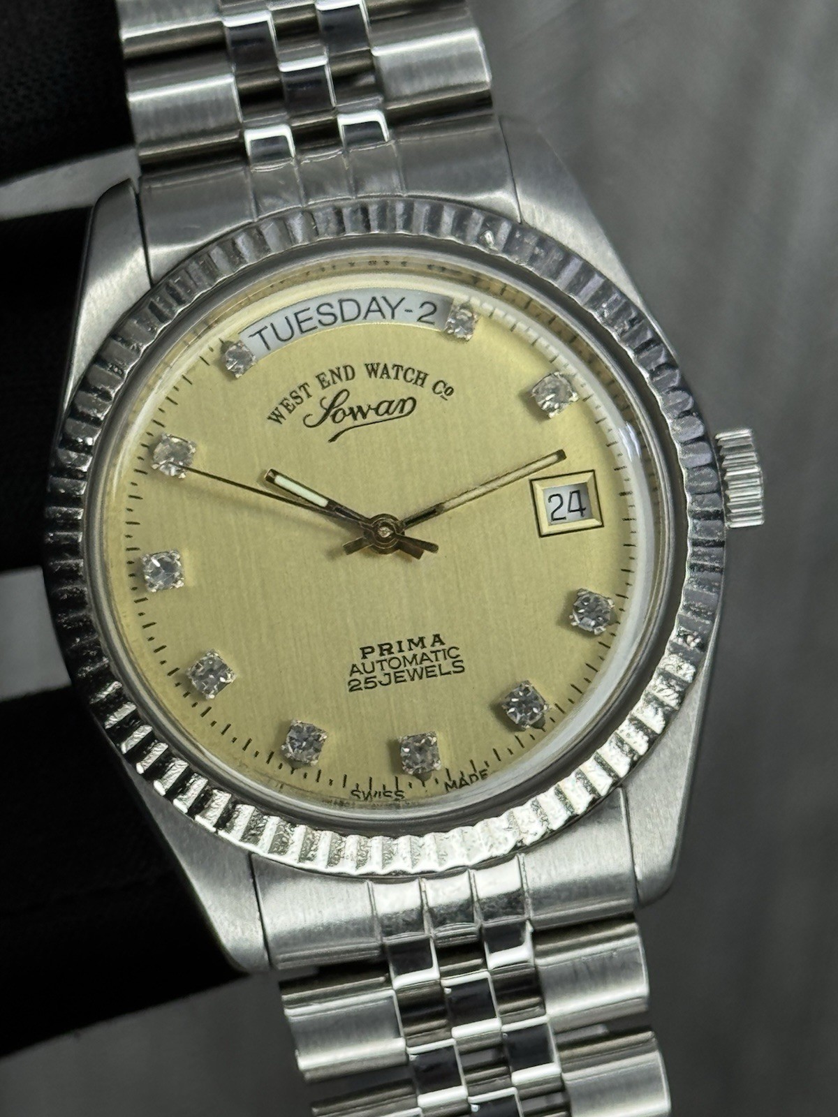 Vintage West End Sowar Prima Automatic 25 Jewels Champagne Dial Men’s Wristwatch