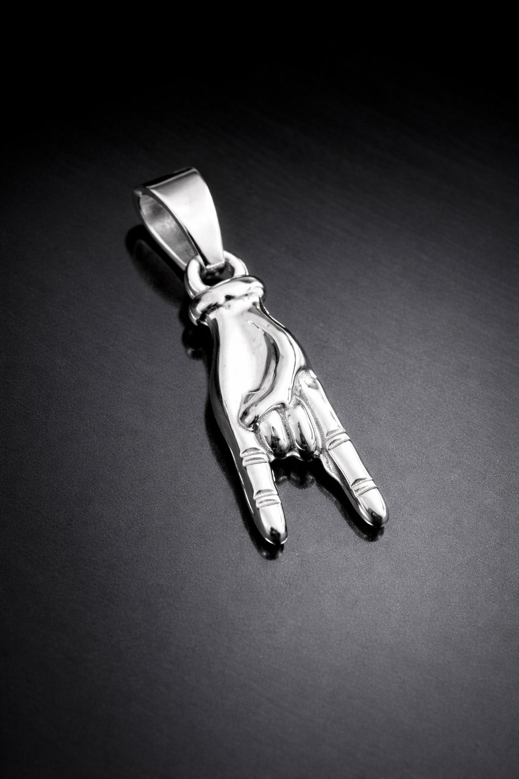 Mano Cornuto Charm, Horn Hand Pendant, Rock N Roll Hand Necklace Stainless Steel