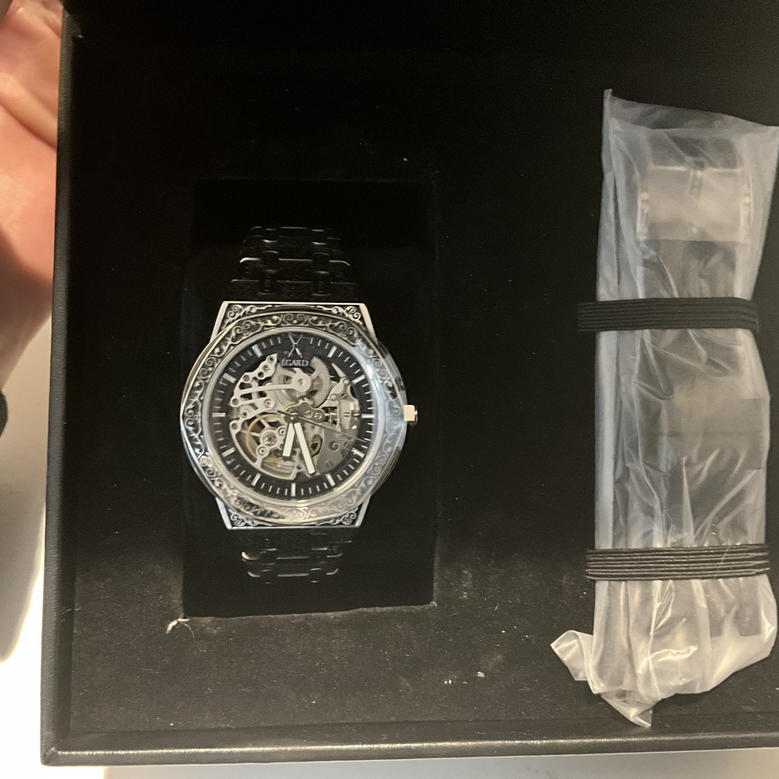 Egard Bermuda Skeleton Automatic Watch 42mm Engraved Braclet