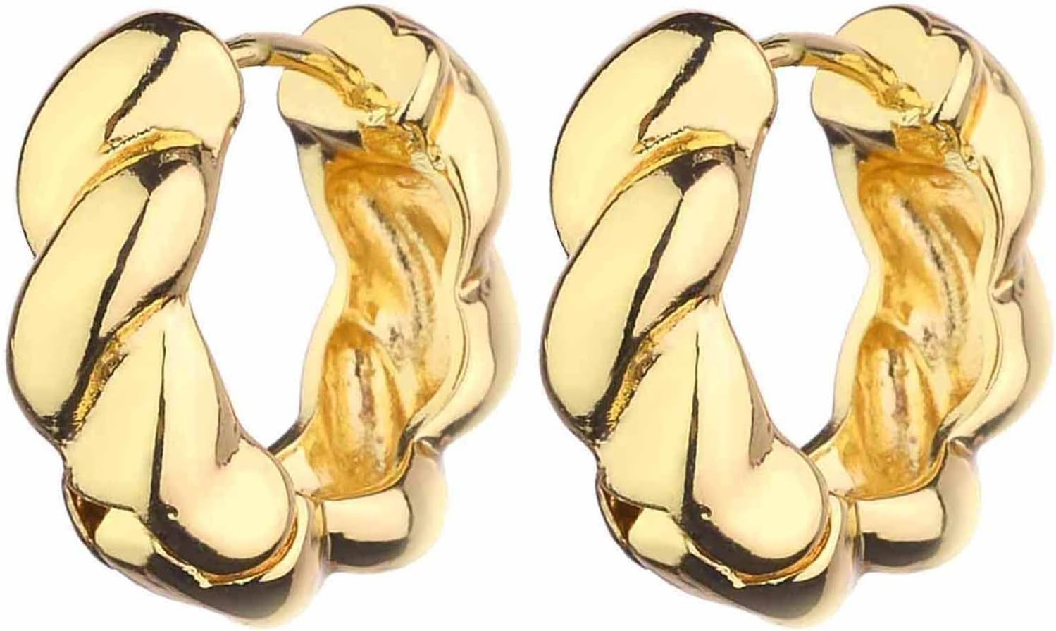 Luxurious 14K Gold Plated Chunky Hoop Earrings – 6 Pairs for Every Occasion