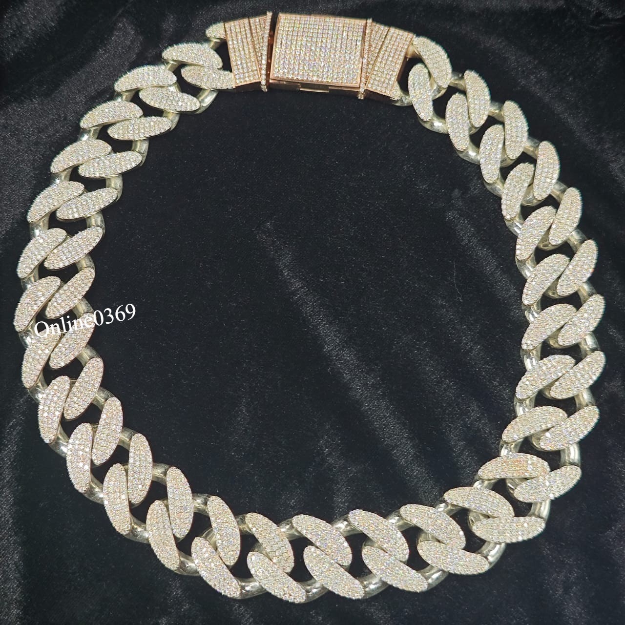 Men’s 25mm X 20″ Miami Broad Cuban Link Necklace In VVS Moissanite 925 Silver