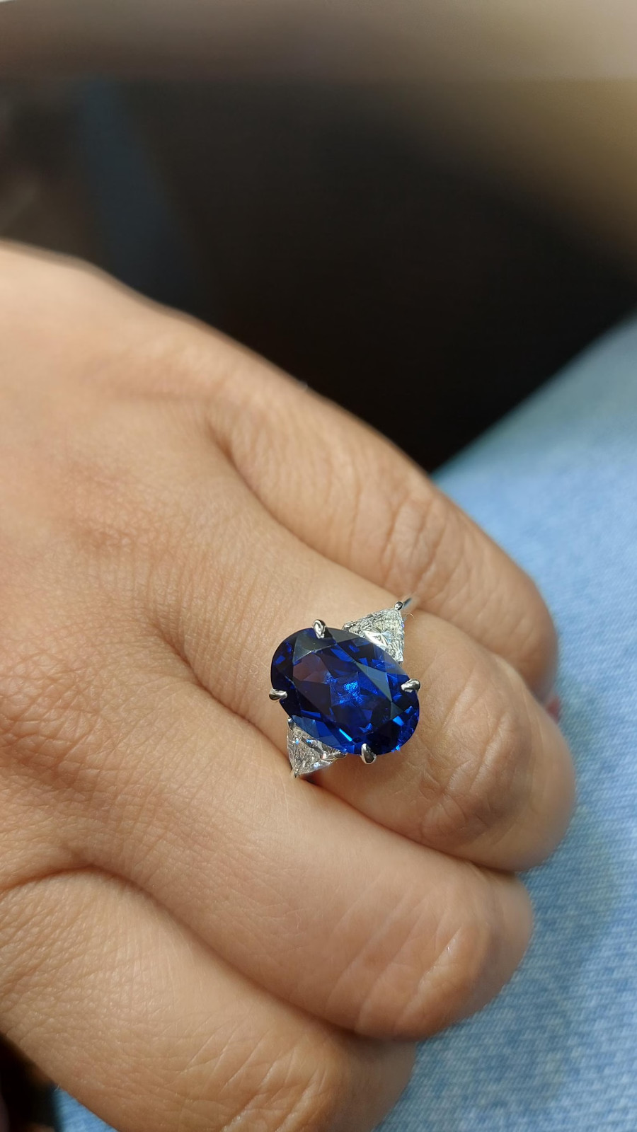 6.00 Ct Oval Cut Natural Sapphire Diamond Engagement Ring 14K Solid White Gold 8
