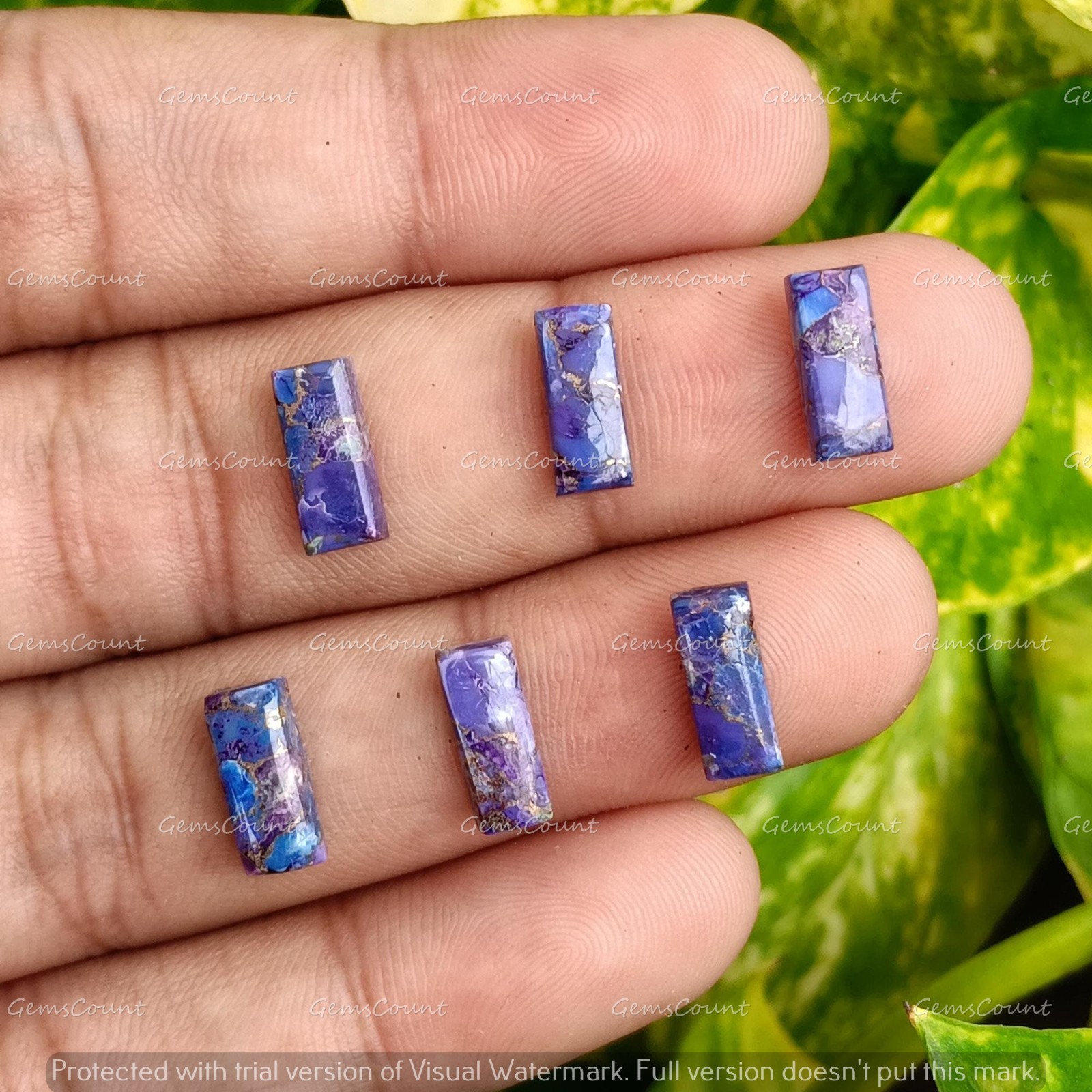 Natural Purple Copper Turquoise Rectangle Cabochon Gemstone 5x10mm-15x30mm
