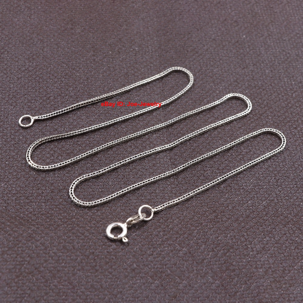 Real 925 Sterling Silver Necklace 1.2mm Wheat Link Chain Necklace 15.7inch