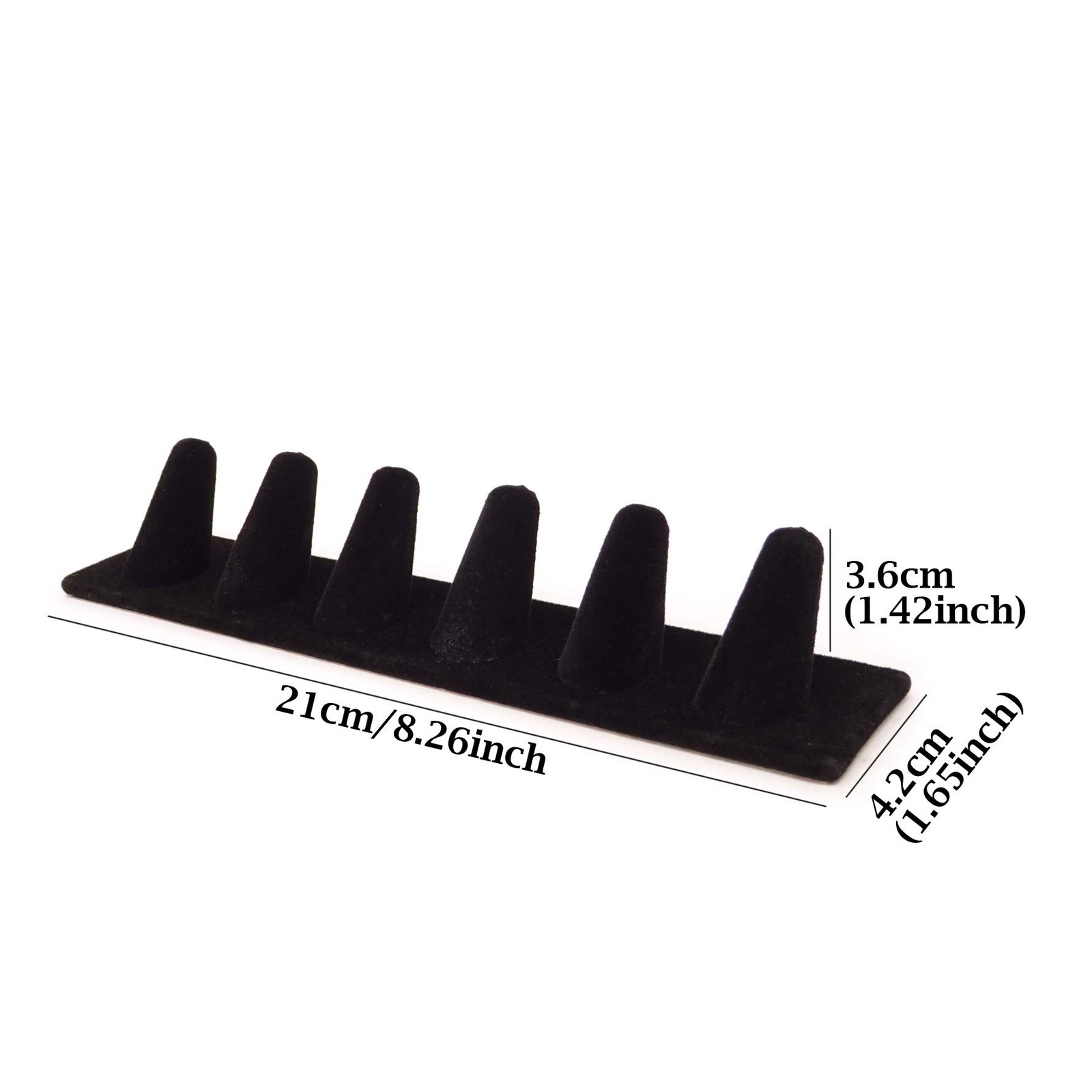 Honbay Black Velvet 6 Finger Ring 21×4.2×3.6cm/8.26×1.65×1.42inch, black