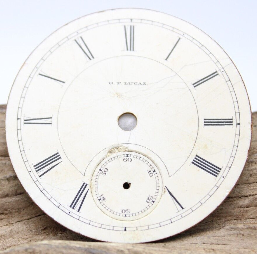 G.F. LUCAS PORCELAIN ENAMEL POCKET WATCH DIAL ROMAN NUMERAL INDICES 45.4mm (76)