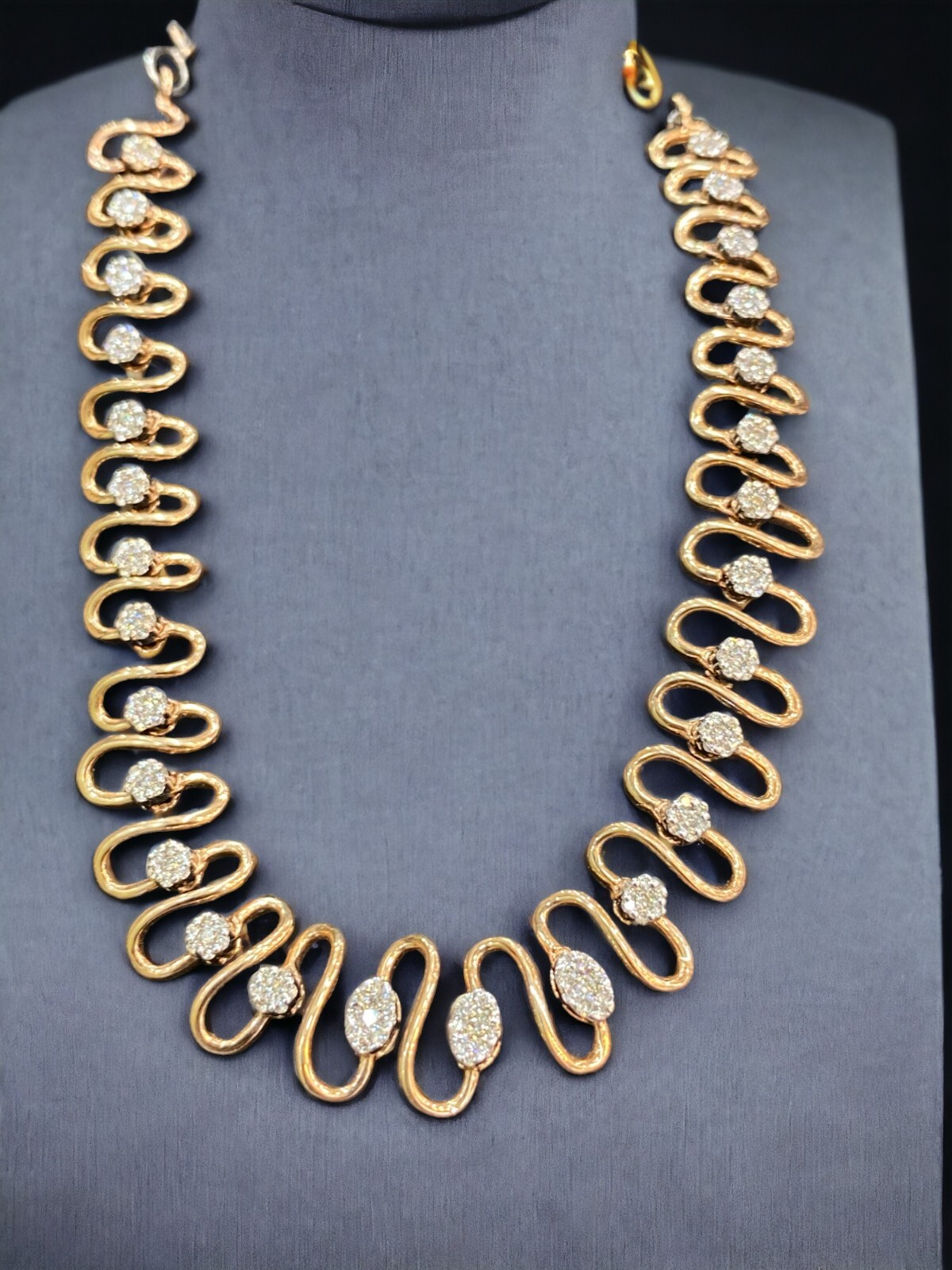 Stunning 1.50 Carats Round Brilliant Cut Natural Diamonds Necklace 14K Rose Gold